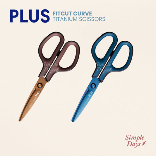 [On Hand] Plus Premium Titanium Scissors Fitted Cut Curve, Will Not Stick Continuous Sharp