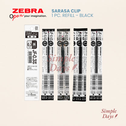 Zebra Sarasa 1piece Refill for Clip Black Gel Ball Pen 0.3 0.4 0.5 0.7 1.0 mm