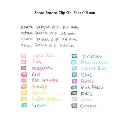 Zebra Sarasa Clip BLUE BLACK Gel Ball Pen 0.3 0.4 0.5 0.7 1.0 mm