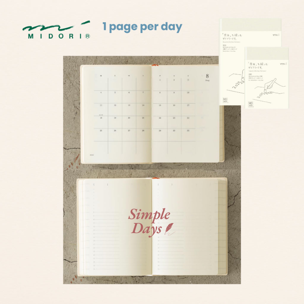 Midori 2026 Diary MD Notebook Diary Planner Monthly / 1 Page Per  Day A6 / B6 / A5