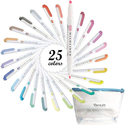 Zebra Mildliner 25 / 35 pcs (With Case) Double Ended Highlighter / Brush Pen