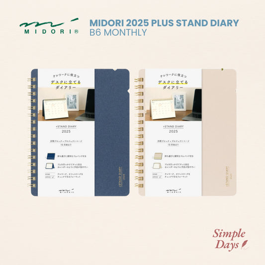 Midori 2025 Plus Stand Diary B6 Monthly Planner Notebook