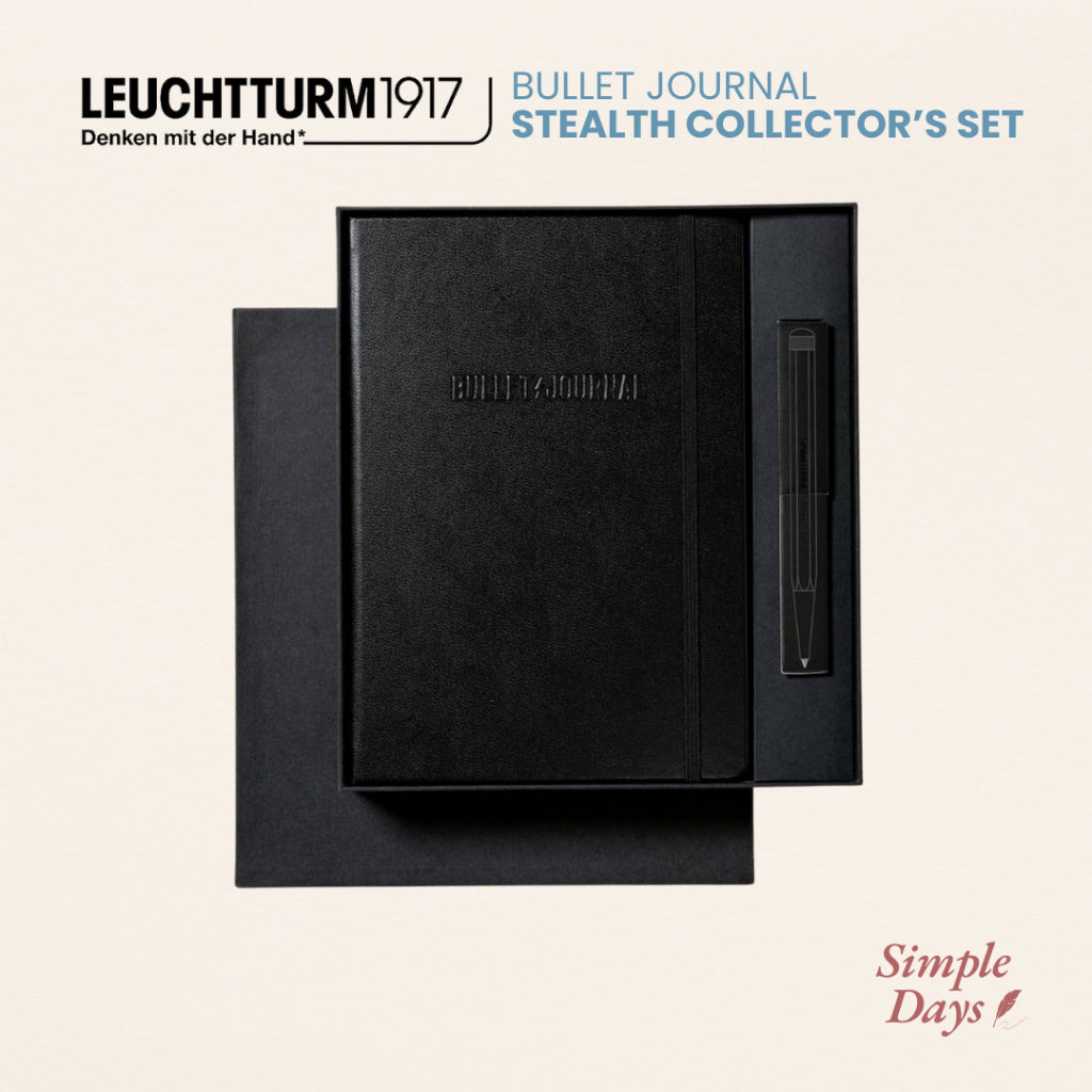 Leuchtturm1917 Bullet Journal Stealth Collector's Set - All Black Notebook Drehgriffel Pen Pen Loop