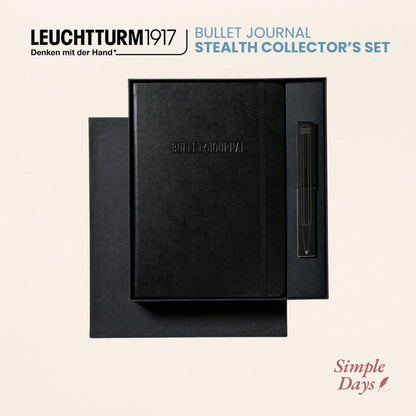 Leuchtturm1917 Bullet Journal Stealth Collector's Set - All Black Notebook Drehgriffel Pen Pen Loop