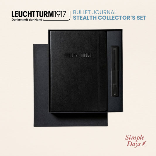 Leuchtturm1917 Bullet Journal Stealth Collector's Set - All Black Notebook Drehgriffel Pen Pen Loop