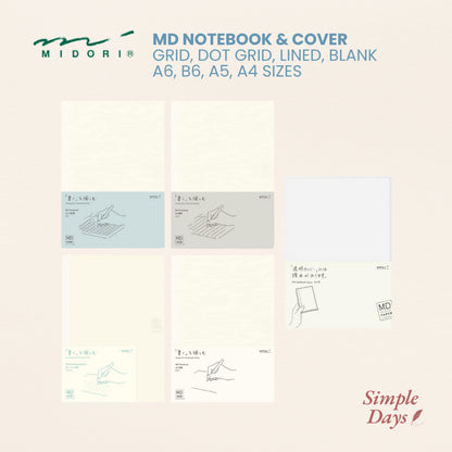 [On Hand] Midori MD Note Cover and Notebook - Grid / Blank / Ruled / Lined / A6 / B6 / A5