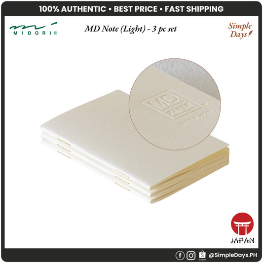 Midori MD Note LIGHT Notebook - Grid / Blank / Ruled / Lined / A6 / B6 / A5