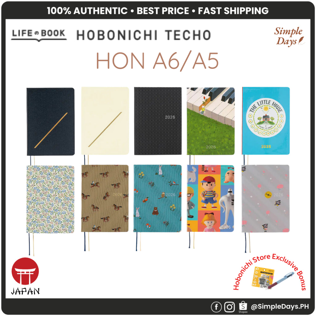 Hobonichi 2026 HON Techo - A6 / A5 - Planner English Japanese Daily Planner Notebook Hard Cover