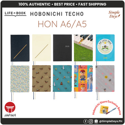 Hobonichi 2026 HON Techo - A6 / A5 - Planner English Japanese Daily Planner Notebook Hard Cover