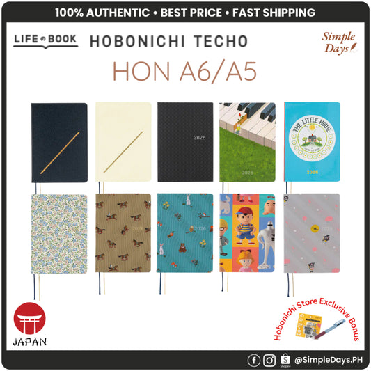 Hobonichi 2026 HON Techo - A6 / A5 - Planner English Japanese Daily Planner Notebook Hard Cover