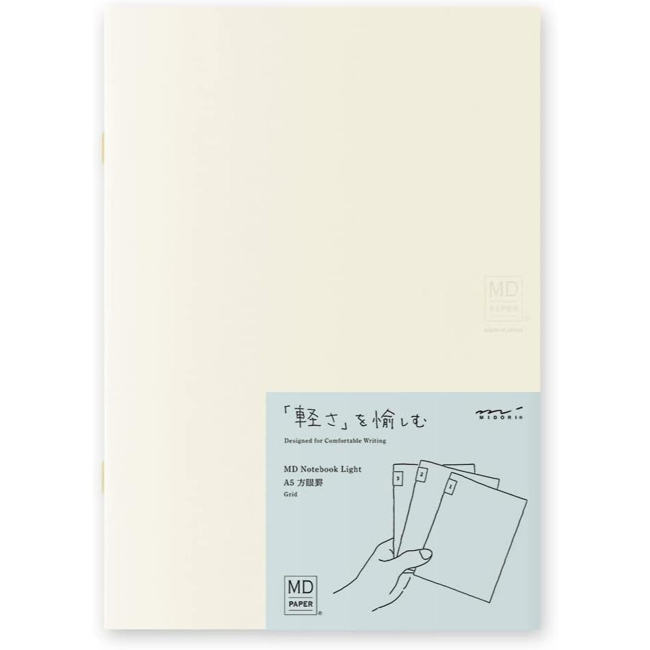 Midori MD Note LIGHT Notebook - Grid / Blank / Ruled / Lined / A6 / B6 / A5