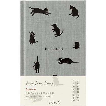 Midori 2026 Weekly Planner Horizontal - B6 - Cat / Dog - Book Style Diary Hard Cover Notebook