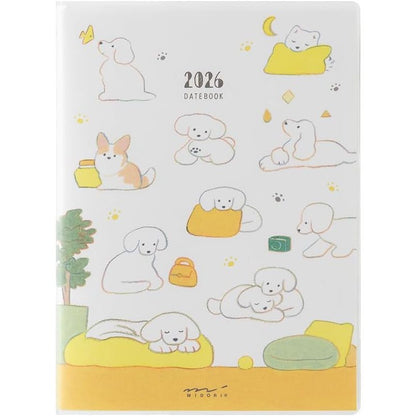 Midori 2026 POCKET Diary (A6) - Dog / Cat - Weekly Horizontal Planner Notebook w/ Transparent Cover