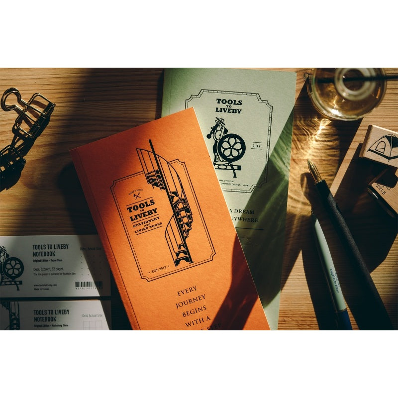 TOOLS to LIVEBY Notebook - Tomoe River Paper - Letterpress Machine (Dot) - Spiral Staircase (Grid)
