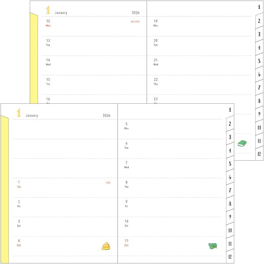 Midori 2026 POCKET Diary (A6) - Dog / Cat - Weekly Horizontal Planner Notebook w/ Transparent Cover