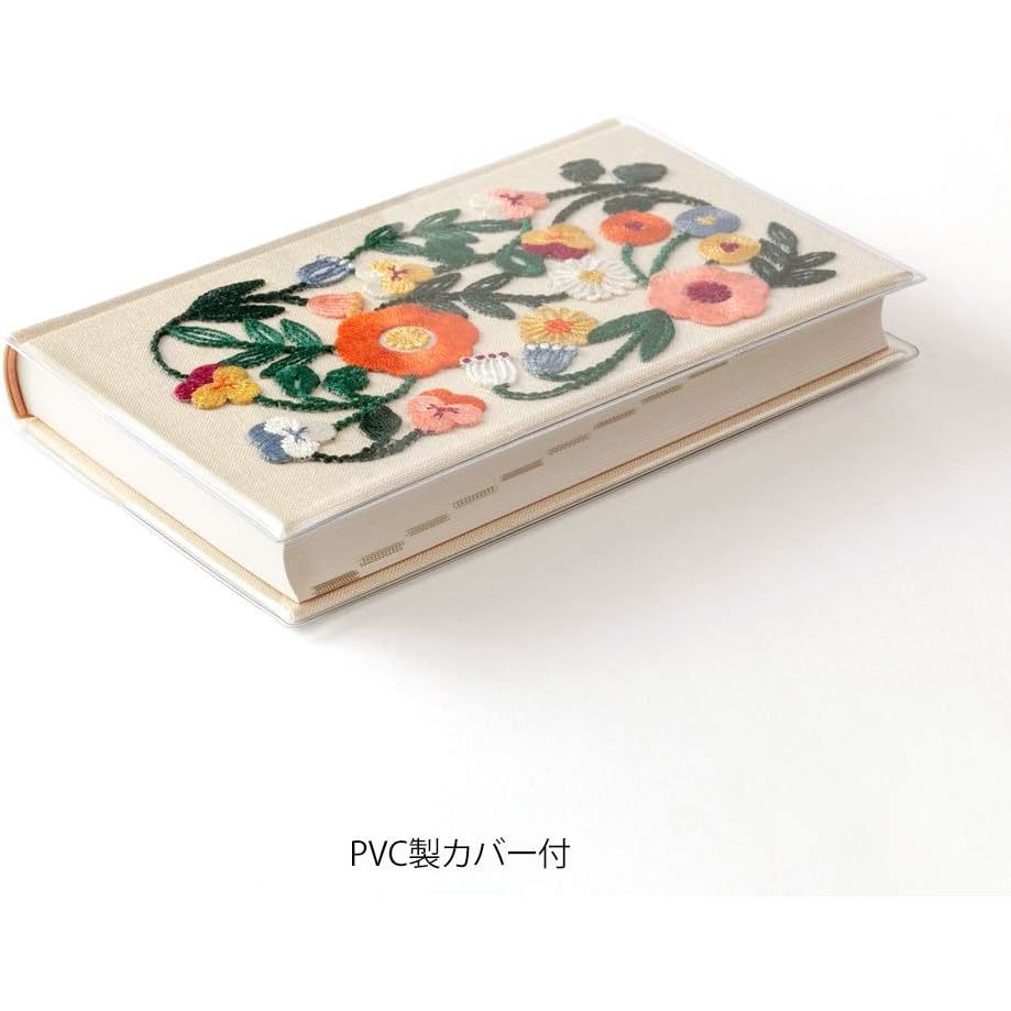 Midori 5 Year Diary (Undated) - Embroidery Floral Print Beige with PVC Cover