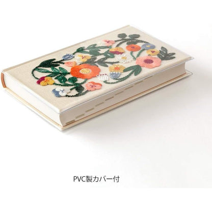 Midori 5 Year Diary (Undated) - Embroidery Floral Print Beige with PVC Cover