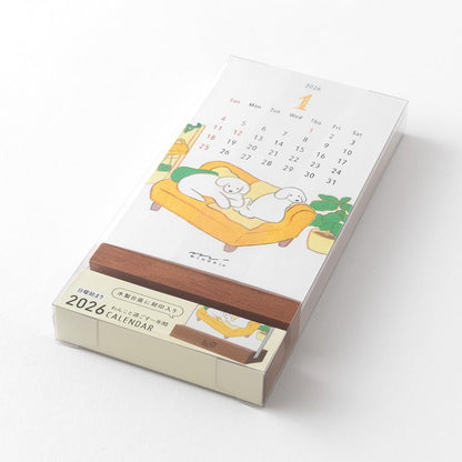 Midori 2026 Tabletop Stand Calendar - Cat / Dog Print