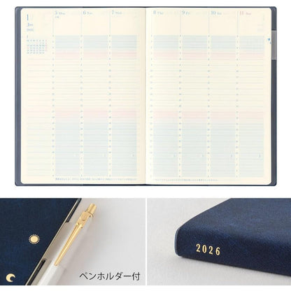Midori 2026 Gradation (B6) - Weekly Vertical Planner Notebook with Monthly Pages