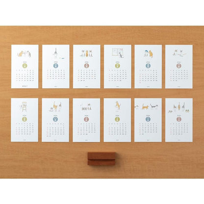 Midori 2026 Tabletop Stand Calendar - Cat / Dog Print