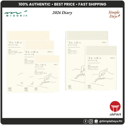 Midori 2026 Diary MD Notebook Diary Planner Monthly / 1 Page Per  Day A6 / B6 / A5
