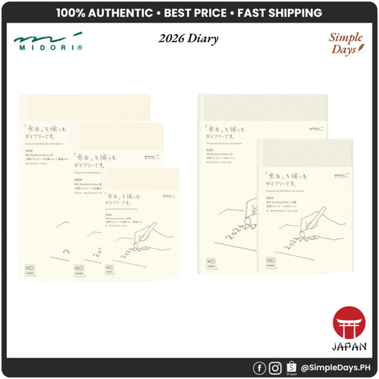 Midori 2026 Diary MD Notebook Diary Planner Monthly / 1 Page Per  Day A6 / B6 / A5