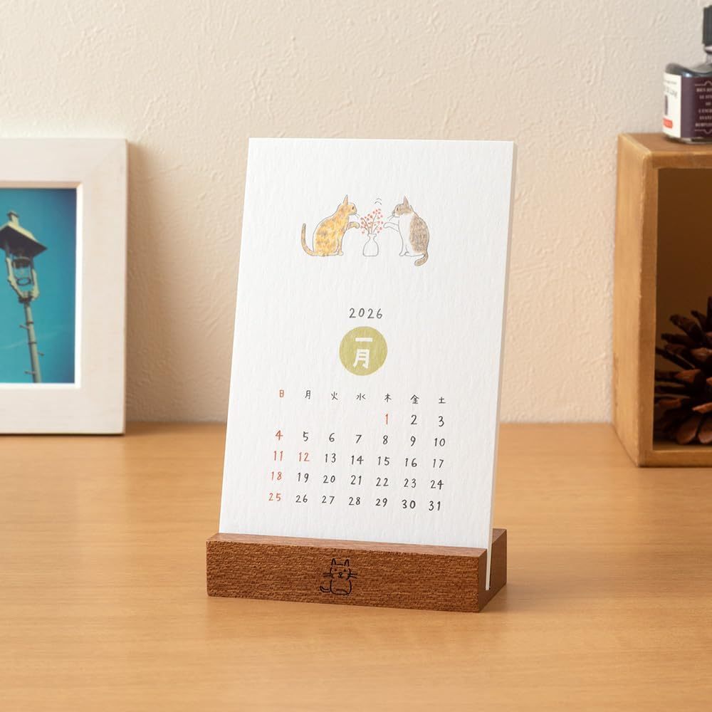 Midori 2026 Tabletop Stand Calendar - Cat / Dog Print