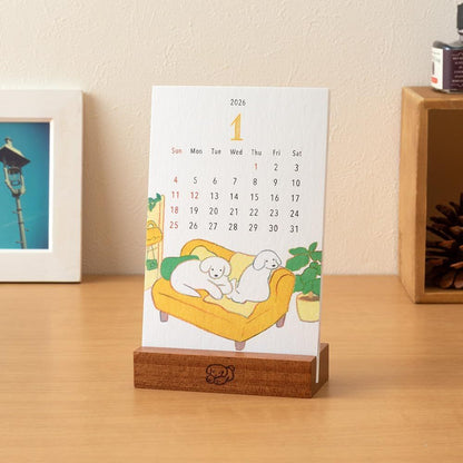Midori 2026 Tabletop Stand Calendar - Cat / Dog Print