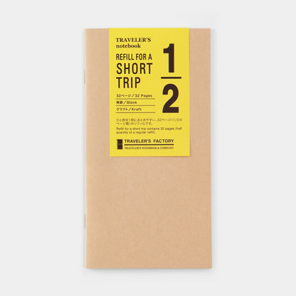 Traveler's Notebook Short Trip (ST) - Regular & Passport Size Refill - Cream / Blank / Kraft