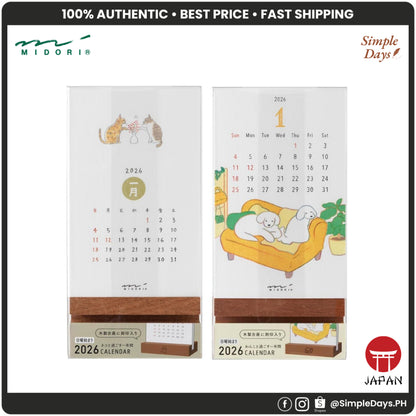 Midori 2026 Tabletop Stand Calendar - Cat / Dog Print