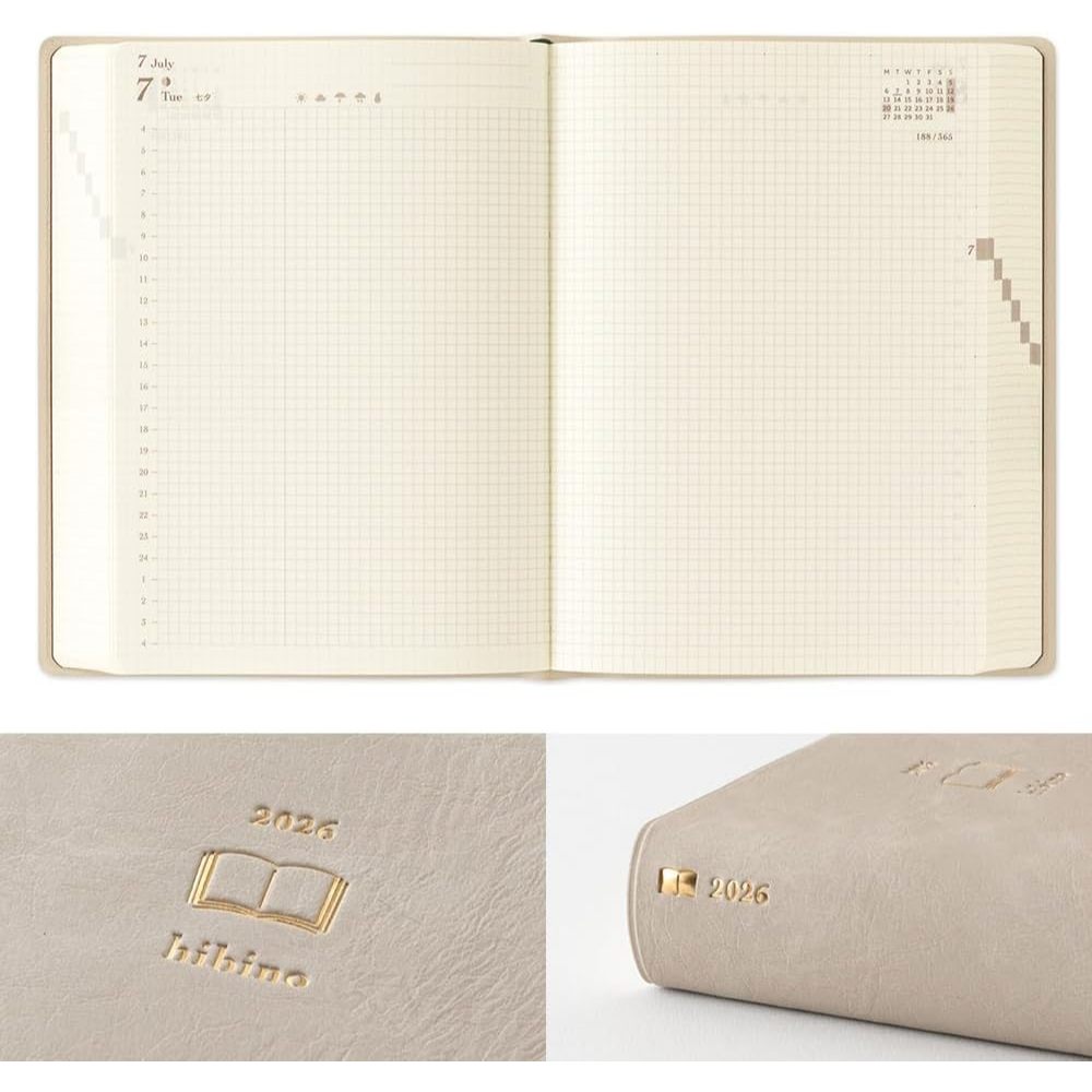 Midori Hibino 2026 (A6) - 2 Page Per Day - Daily Notebook Planner Diary Journal