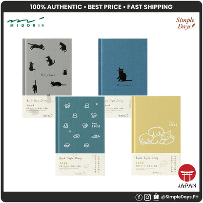 Midori 2026 Weekly Planner Horizontal - B6 - Cat / Dog - Book Style Diary Hard Cover Notebook