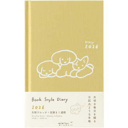 Midori 2026 Weekly Planner Horizontal - B6 - Cat / Dog - Book Style Diary Hard Cover Notebook