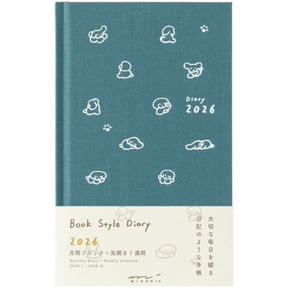 Midori 2026 Weekly Planner Horizontal - B6 - Cat / Dog - Book Style Diary Hard Cover Notebook