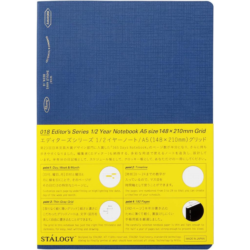 [On Hand] Nitoms STALOGY 365 Days Grid / Dot / Plain Blank Slim Notebook A6 B6 A5 B5 A4
