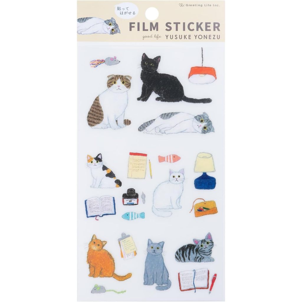 Greeting Life Japan Peel and Stick Film Sticker Set - Cats