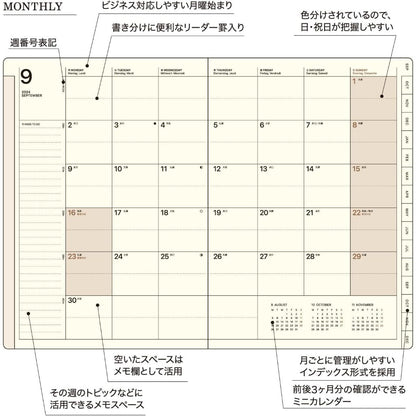 On Hand Laconic 2025 Work Plan Notebook B6 Black PVC Cover