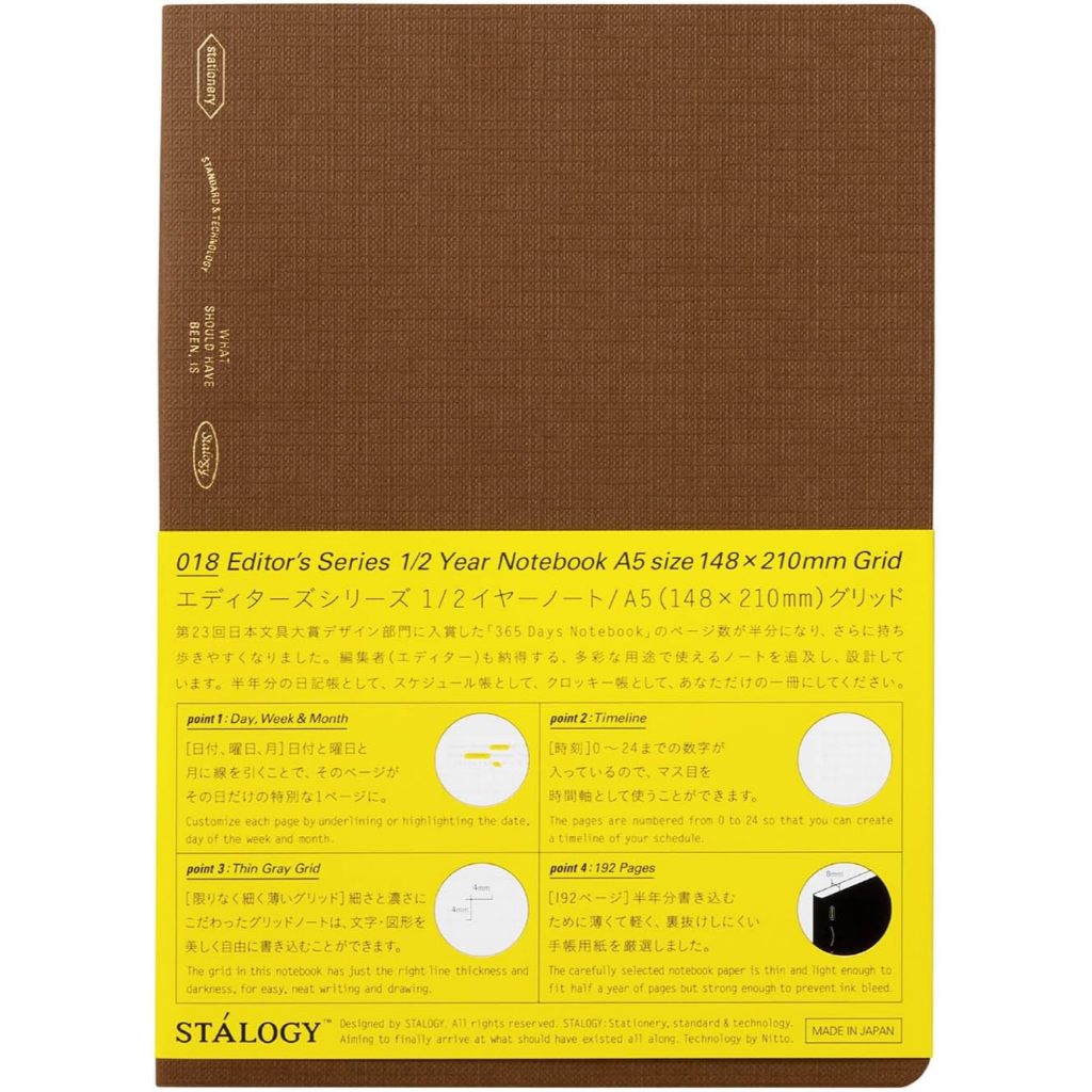 [On Hand] Nitoms STALOGY 365 Days Grid / Dot / Plain Blank Slim Notebook A6 B6 A5 B5 A4