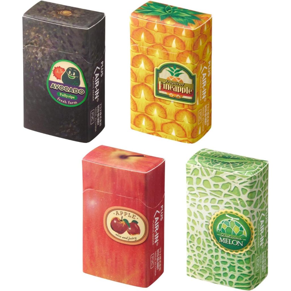 PLUS Air-In Fruit Eraser Avocado Pine Apple Melon (Set of 4)