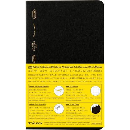 [On Hand] Nitoms STALOGY 365 Days Grid / Dot / Plain Blank Slim Notebook A6 B6 A5 B5 A4