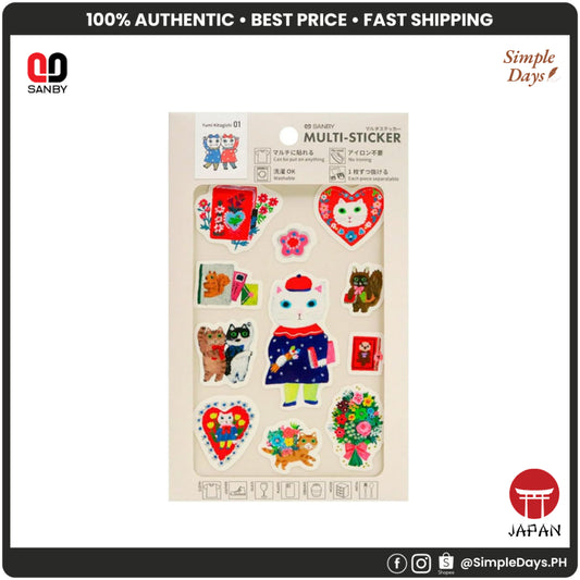 Yumi Kitagishi Multi Sticker Set - Vinyl Washable - On Cloth Shirt Leather Glass Wood Plastic Metal