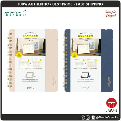 Midori 2026 Plus Stand Diary B6 Monthly Planner Notebook