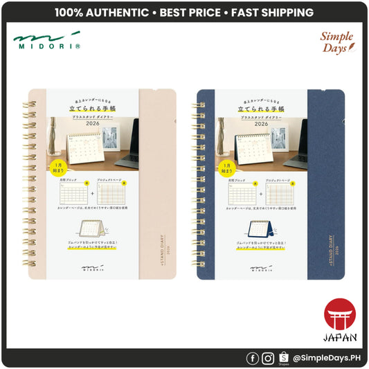 Midori 2026 Plus Stand Diary B6 Monthly Planner Notebook