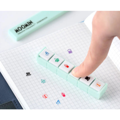 Hobonichi x Moomin - Deco Rush Sticky Notes Pochitto6 Clear Rotating Stamp Stencil Absorbing Paper