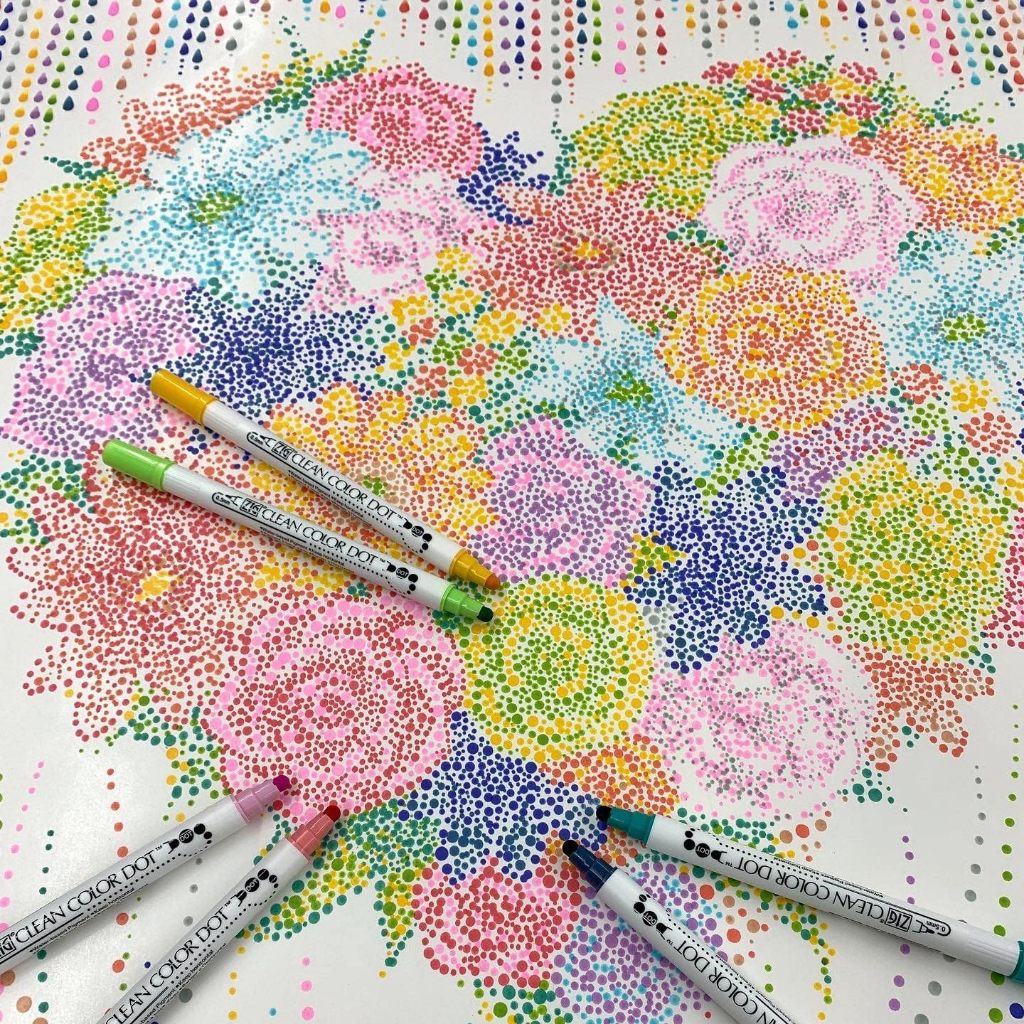 Kuretake ZIG Clean Color Dot - 12 Colors - Dual End Tips - Water Based Pen