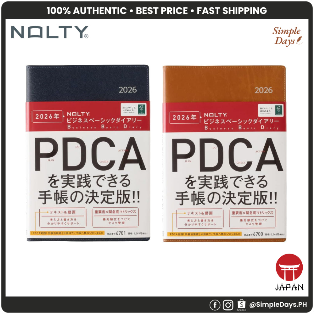 NOLTY 2026 PDCA Business Planner - A5 Diary - Weekly Vertical + Memo Schedule Notebook 6701, 6700