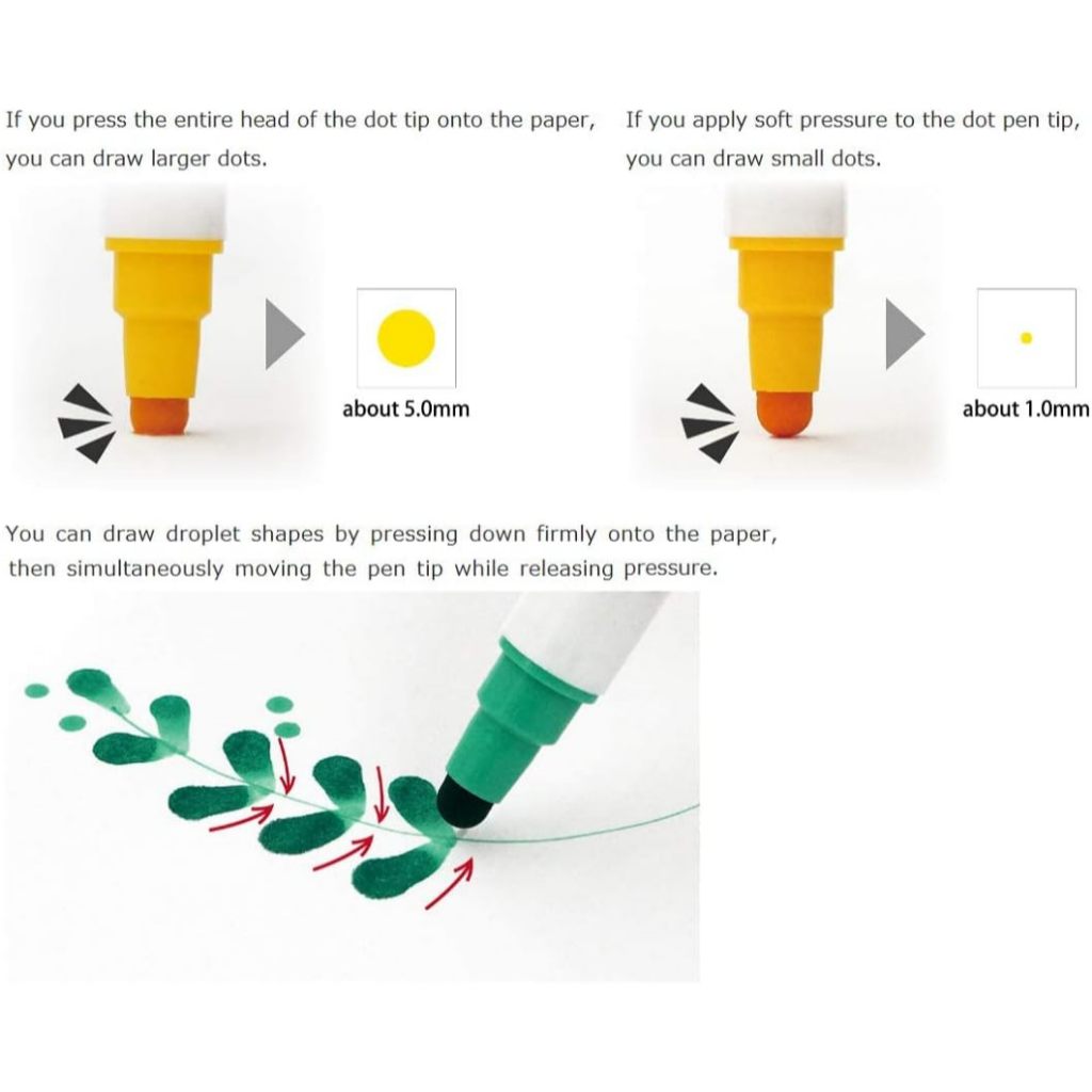 Kuretake ZIG Clean Color Dot - 12 Colors - Dual End Tips - Water Based Pen