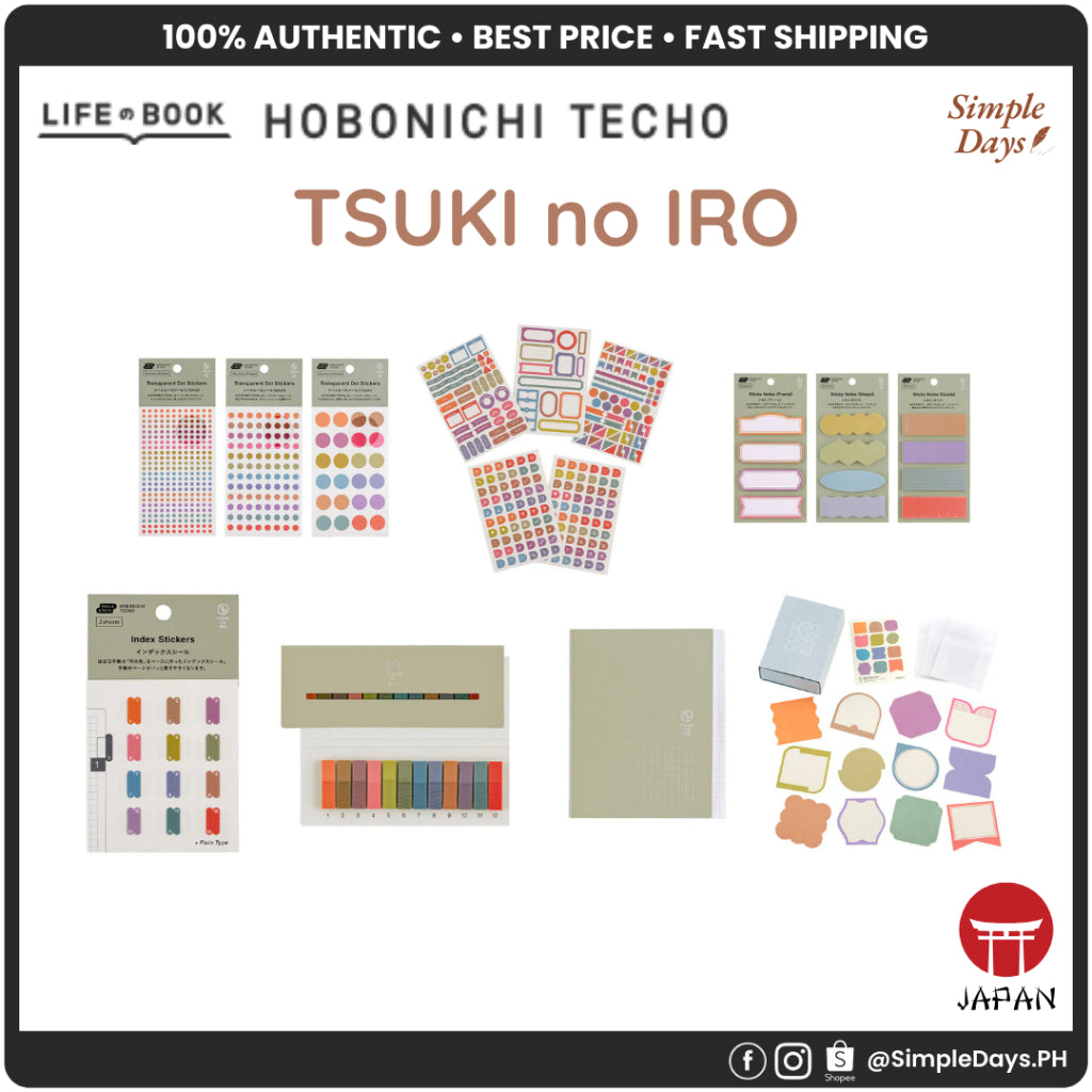 Hobonichi TSUKI no IRO - Dot, Index, Stickers Set, Translucent, Sticky Notes, Mini Card Set