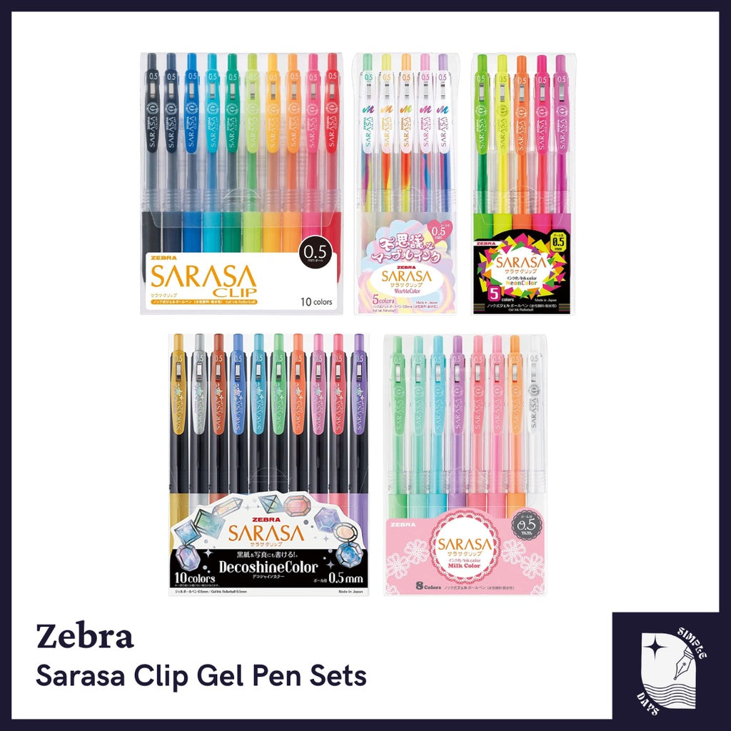 [On Hand] Zebra Sarasa Clip Gel Pen Sets (Color, Milk, Deco Shine, Neon, Marble)