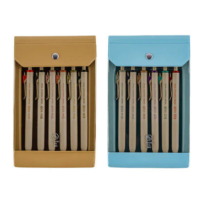 Hobonichi TSUKI no IRO Uniball One Gel Pen 0.38mm Set of 6 with Case